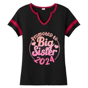 Cute Promoted To Big Sister 2024 Ladies Halftime Notch Neck Tee