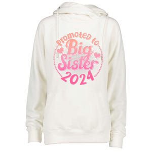 Cute Promoted To Big Sister 2024 Womens Funnel Neck Pullover Hood