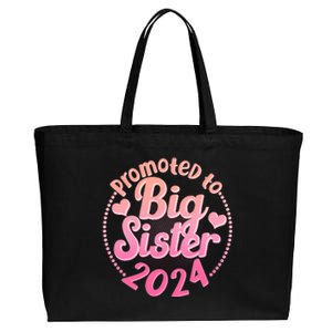 Cute Promoted To Big Sister 2024 Cotton Canvas Jumbo Tote