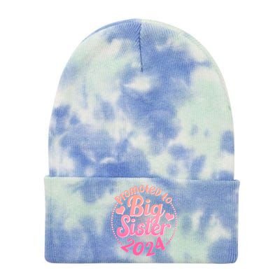 Cute Promoted To Big Sister 2024 Tie Dye 12in Knit Beanie