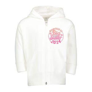 Cute Promoted To Big Sister 2024 Toddler Zip Fleece Hoodie