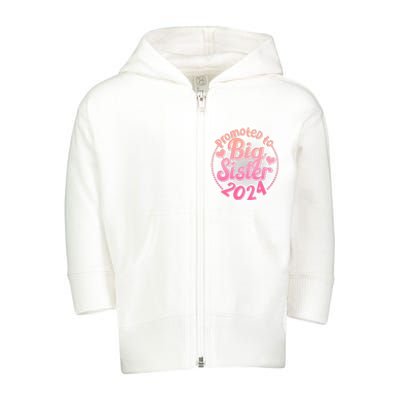 Cute Promoted To Big Sister 2024 Toddler Zip Fleece Hoodie