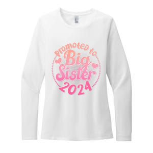 Cute Promoted To Big Sister 2024 Womens CVC Long Sleeve Shirt