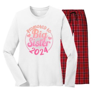 Cute Promoted To Big Sister 2024 Women's Long Sleeve Flannel Pajama Set 