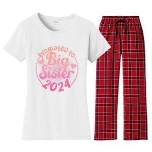 Cute Promoted To Big Sister 2024 Women's Flannel Pajama Set