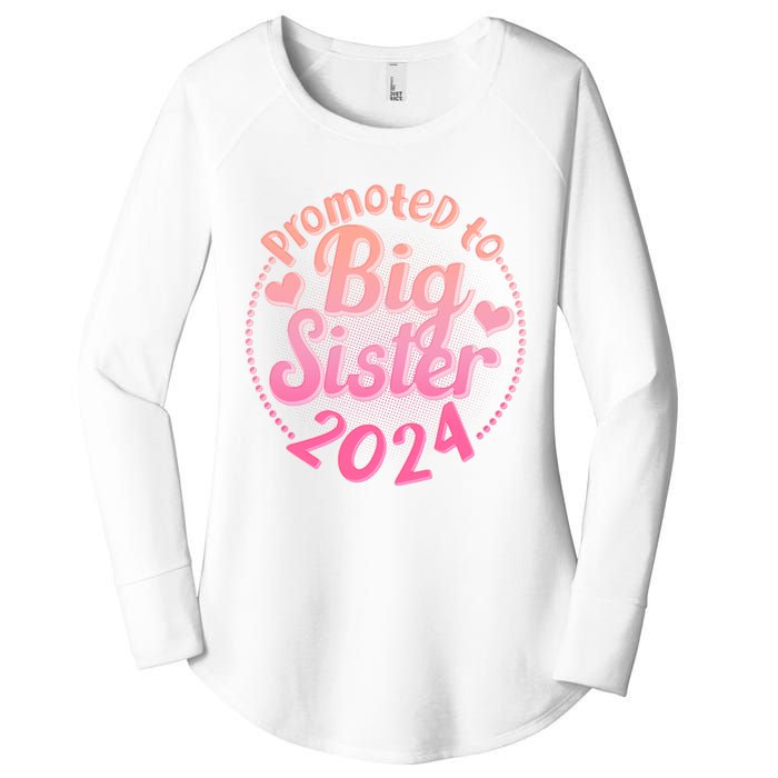 Cute Promoted To Big Sister 2024 Women's Perfect Tri Tunic Long Sleeve Shirt