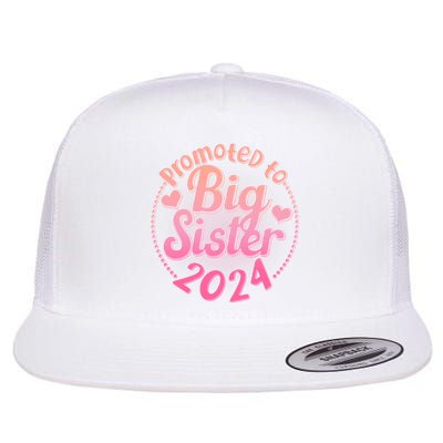 Cute Promoted To Big Sister 2024 Flat Bill Trucker Hat