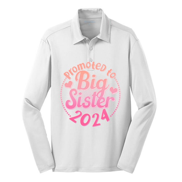 Cute Promoted To Big Sister 2024 Silk Touch Performance Long Sleeve Polo