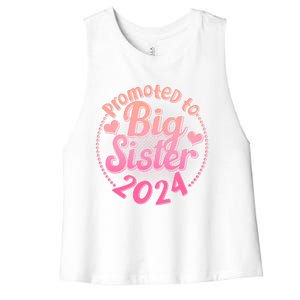 Cute Promoted To Big Sister 2024 Women's Racerback Cropped Tank