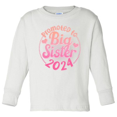 Cute Promoted To Big Sister 2024 Toddler Long Sleeve Shirt