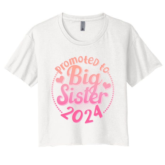 Cute Promoted To Big Sister 2024 Women's Crop Top Tee