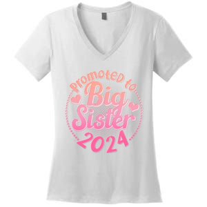 Cute Promoted To Big Sister 2024 Women's V-Neck T-Shirt