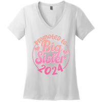 Cute Promoted To Big Sister 2024 Women's V-Neck T-Shirt