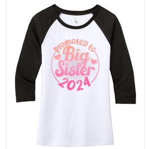 Cute Promoted To Big Sister 2024 Women's Tri-Blend 3/4-Sleeve Raglan Shirt