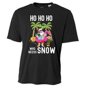 Christmas Palm Tree Santa Surfing Summer Beach Vacation Cooling Performance Crew T-Shirt