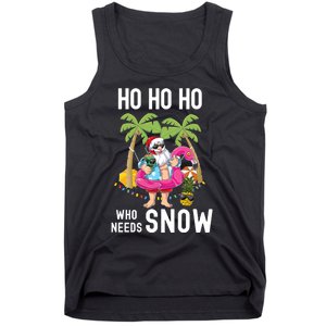 Christmas Palm Tree Santa Surfing Summer Beach Vacation Tank Top