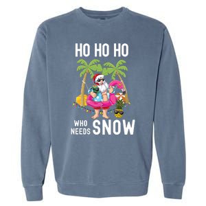 Christmas Palm Tree Santa Surfing Summer Beach Vacation Garment-Dyed Sweatshirt