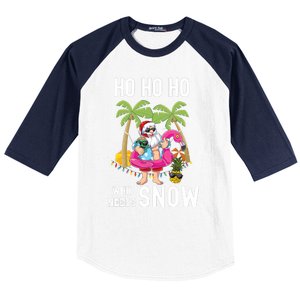 Christmas Palm Tree Santa Surfing Summer Beach Vacation Baseball Sleeve Shirt