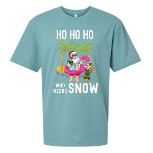 Christmas Palm Tree Santa Surfing Summer Beach Vacation Sueded Cloud Jersey T-Shirt