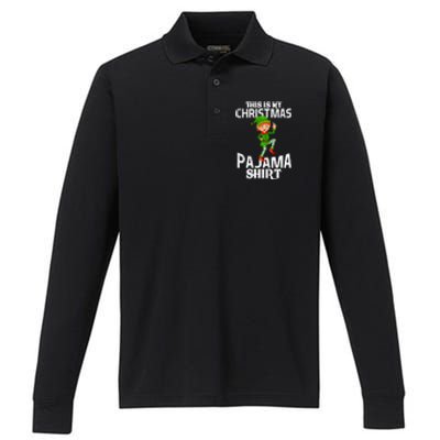 Christmas Party This Is My Christmas Pajama Funny Gift Performance Long Sleeve Polo