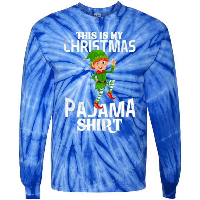 Christmas Party This Is My Christmas Pajama Funny Gift Tie-Dye Long Sleeve Shirt