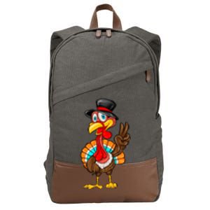 Cute Peaceful Turkey Thanksgiving Day Cotton Canvas Backpack