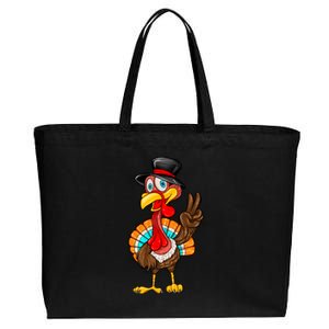 Cute Peaceful Turkey Thanksgiving Day Cotton Canvas Jumbo Tote