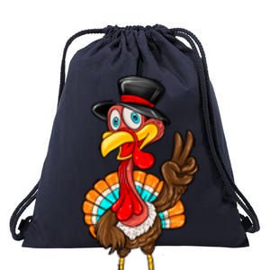 Cute Peaceful Turkey Thanksgiving Day Drawstring Bag