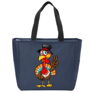 Cute Peaceful Turkey Thanksgiving Day Zip Tote Bag