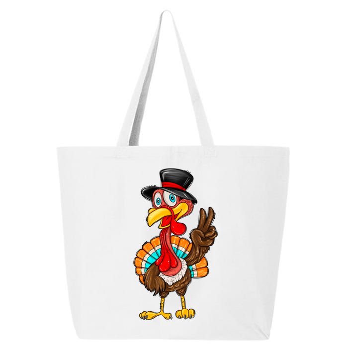 Cute Peaceful Turkey Thanksgiving Day 25L Jumbo Tote