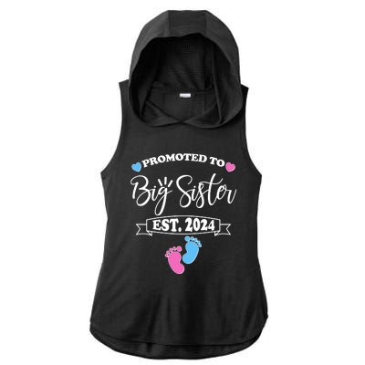 Cute Promoted To Big Sister Est 2024 Ladies PosiCharge Tri-Blend Wicking Draft Hoodie Tank