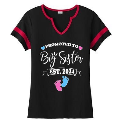 Cute Promoted To Big Sister Est 2024 Ladies Halftime Notch Neck Tee