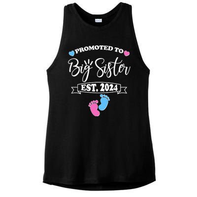 Cute Promoted To Big Sister Est 2024 Ladies PosiCharge Tri-Blend Wicking Tank