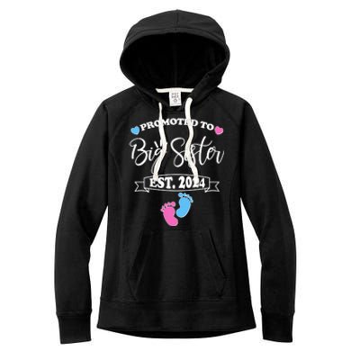 Cute Promoted To Big Sister Est 2024 Women's Fleece Hoodie