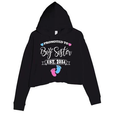 Cute Promoted To Big Sister Est 2024 Crop Fleece Hoodie