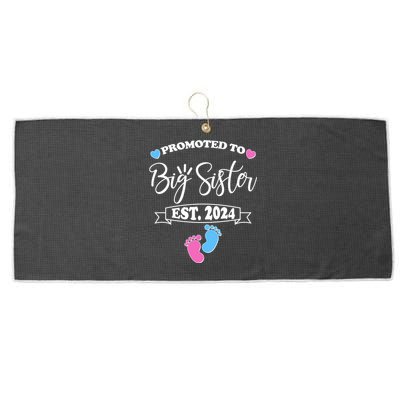 Cute Promoted To Big Sister Est 2024 Large Microfiber Waffle Golf Towel