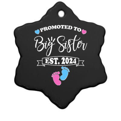 Cute Promoted To Big Sister Est 2024 Ceramic Star Ornament