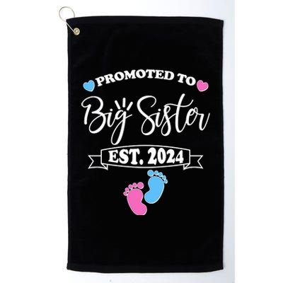 Cute Promoted To Big Sister Est 2024 Platinum Collection Golf Towel