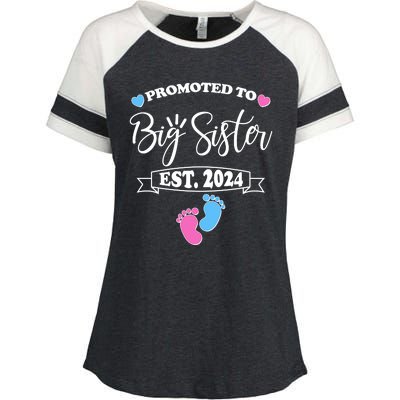 Cute Promoted To Big Sister Est 2024 Enza Ladies Jersey Colorblock Tee