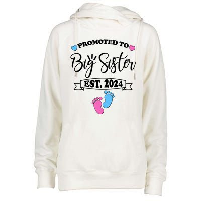 Cute Promoted To Big Sister Est 2024 Womens Funnel Neck Pullover Hood