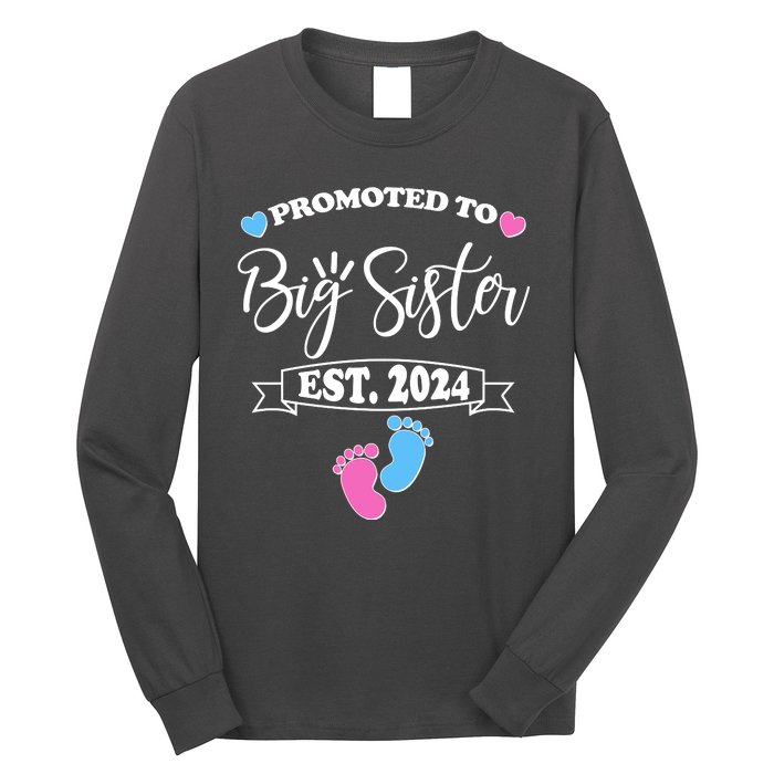 Cute Promoted To Big Sister Est 2024 Long Sleeve Shirt