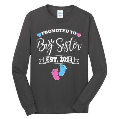 Cute Promoted To Big Sister Est 2024 Tall Long Sleeve T-Shirt