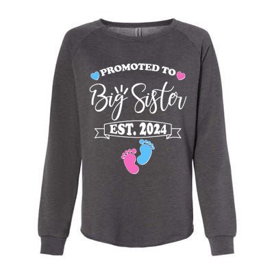 Cute Promoted To Big Sister Est 2024 Womens California Wash Sweatshirt