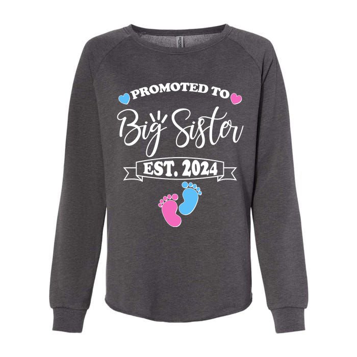 Cute Promoted To Big Sister Est 2024 Womens California Wash Sweatshirt