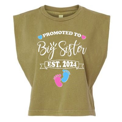 Cute Promoted To Big Sister Est 2024 Garment-Dyed Women's Muscle Tee