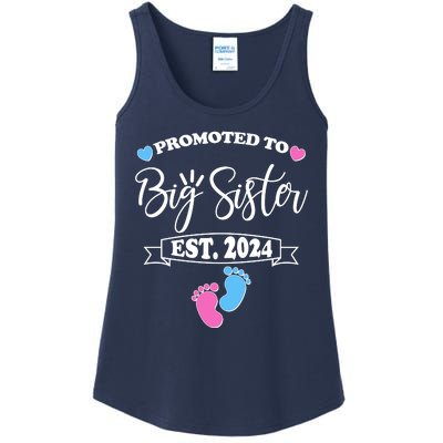 Cute Promoted To Big Sister Est 2024 Ladies Essential Tank