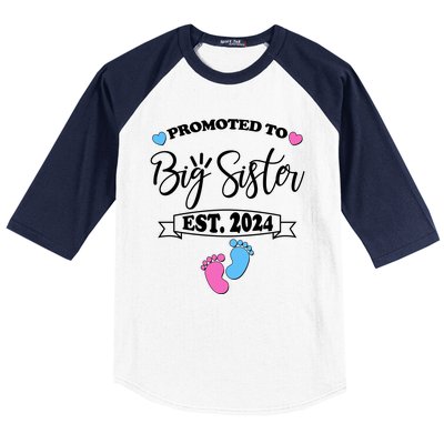 Cute Promoted To Big Sister Est 2024 Baseball Sleeve Shirt