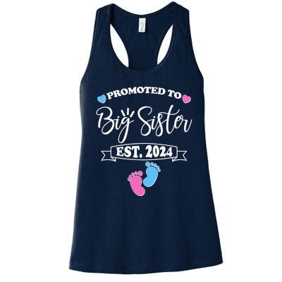 Cute Promoted To Big Sister Est 2024 Women's Racerback Tank