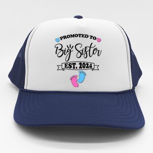 Cute Promoted To Big Sister Est 2024 Trucker Hat