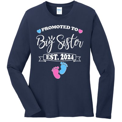 Cute Promoted To Big Sister Est 2024 Ladies Long Sleeve Shirt